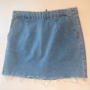 Forever 21 Light Blue Denim Frayed Hem Mini Skirt